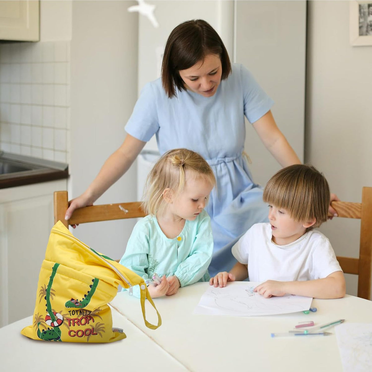 ALVA 2pcs Wet Dry Bags for Diaper Bag Waterproof Reusable with Two Pockets