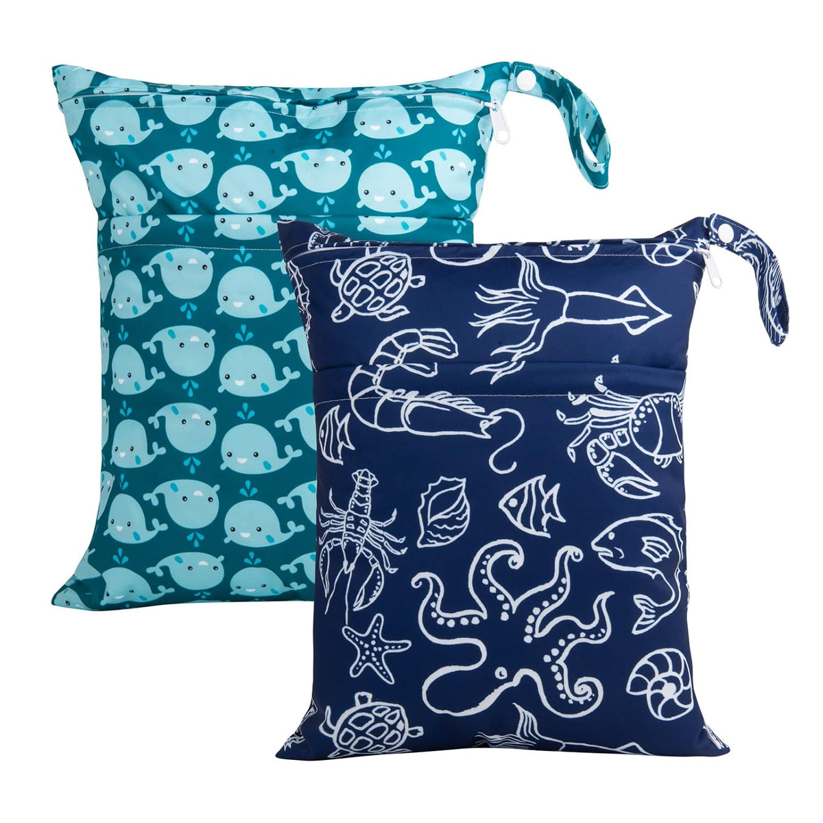 ALVA 2pcs Wet Dry Bags for Diaper Bag Waterproof Reusable with Two Pockets
