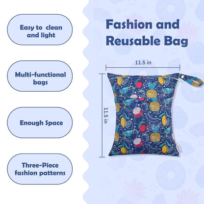 ALVA 2pcs Wet Dry Bags for Diaper Bag Waterproof Reusable with Two Pockets
