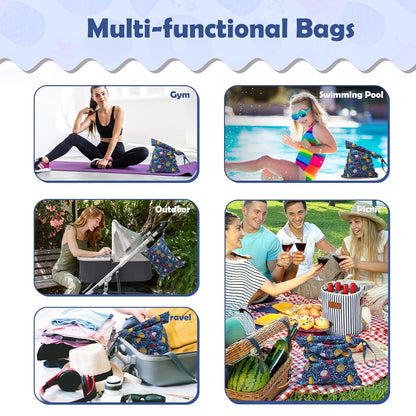 ALVA 2pcs Wet Dry Bags for Diaper Bag Waterproof Reusable with Two Pockets