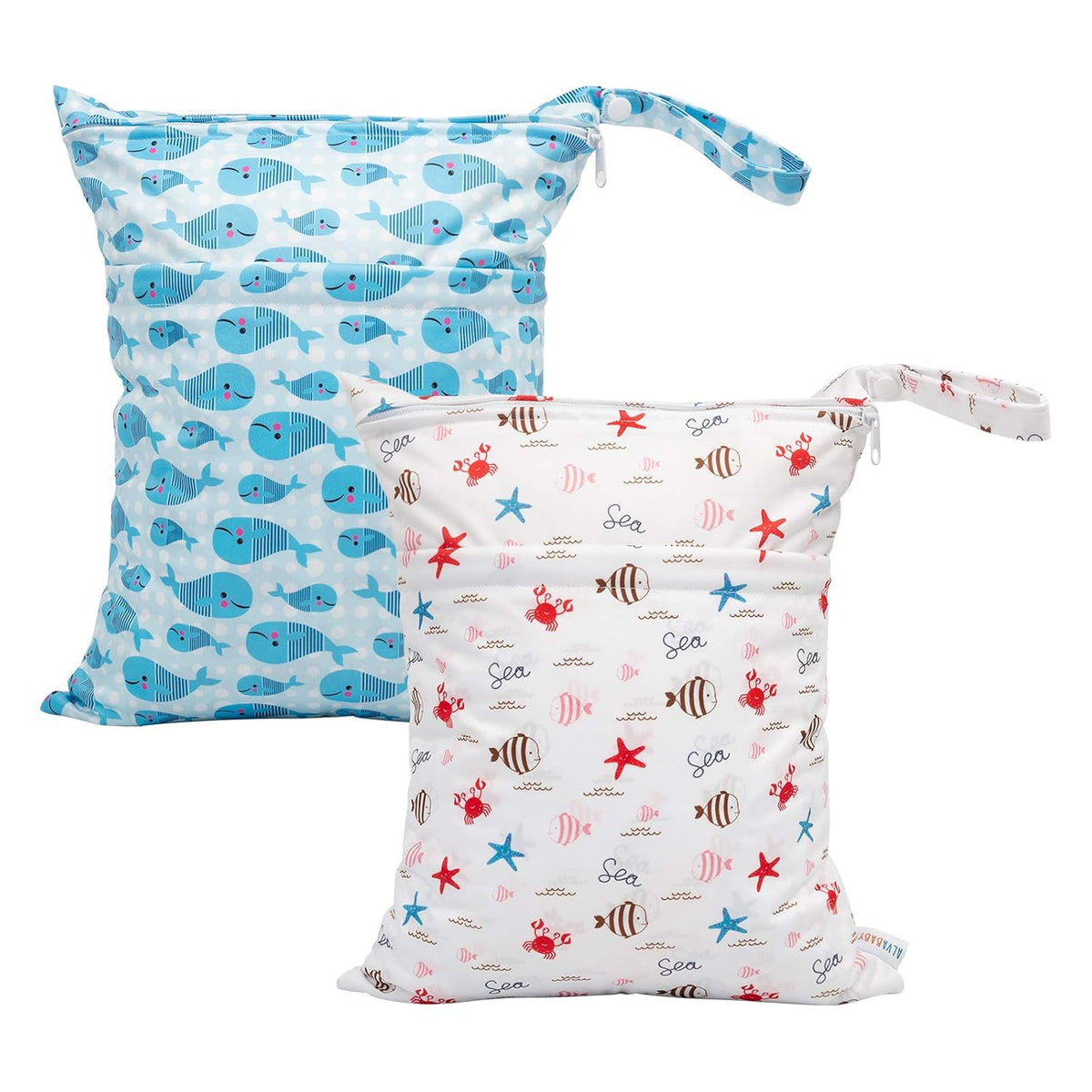 ALVA 2pcs Wet Dry Bags for Diaper Bag Waterproof Reusable with Two Pockets