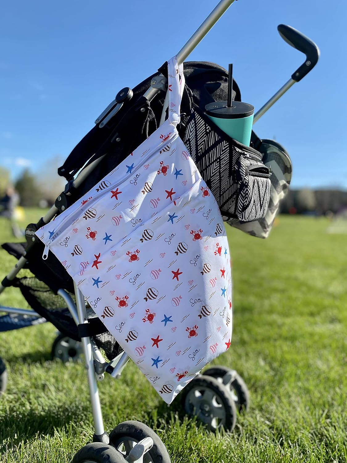 ALVA 2pcs Wet Dry Bags for Diaper Bag Waterproof Reusable with Two Pockets