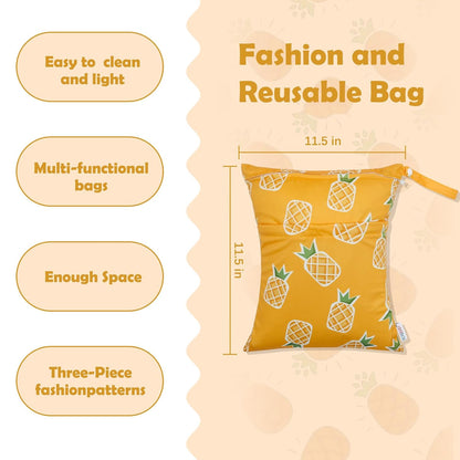 ALVA 2pcs Wet Dry Bags for Diaper Bag Waterproof Reusable with Two Pockets