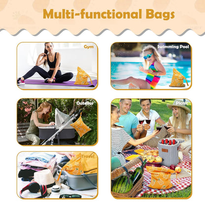 ALVA 2pcs Wet Dry Bags for Diaper Bag Waterproof Reusable with Two Pockets