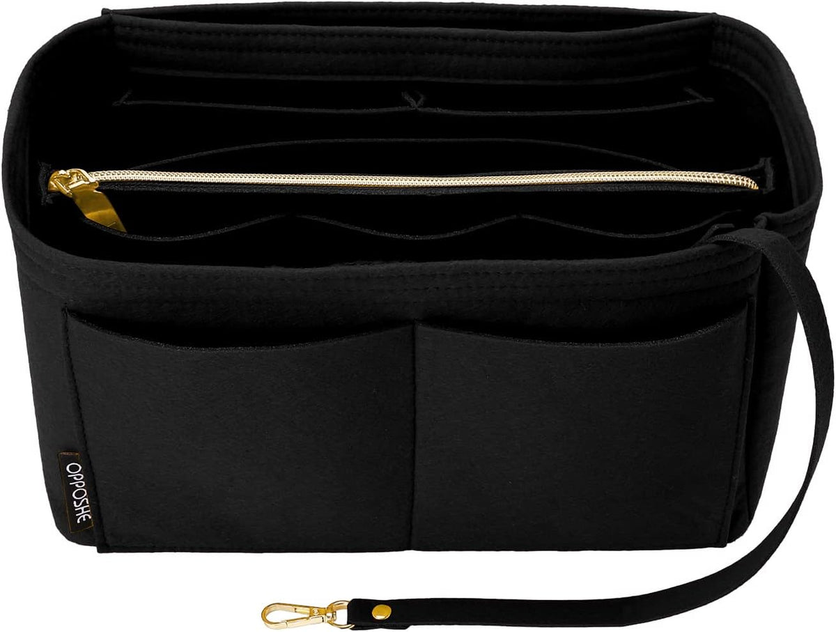 Purse Organizer Insert for Handbags, Softened Felt Bag Insert Organizer for Tote, Compatible with LV, Coach, MK, Kate Spade, Goyard, Longchamp (Beige, Medium)