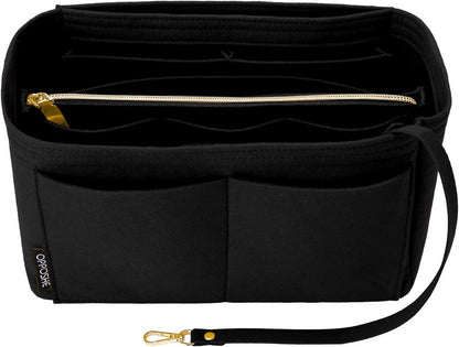 Purse Organizer Insert for Handbags, Softened Felt Bag Insert Organizer for Tote, Compatible with LV, Coach, MK, Kate Spade, Goyard, Longchamp (Beige, Medium)