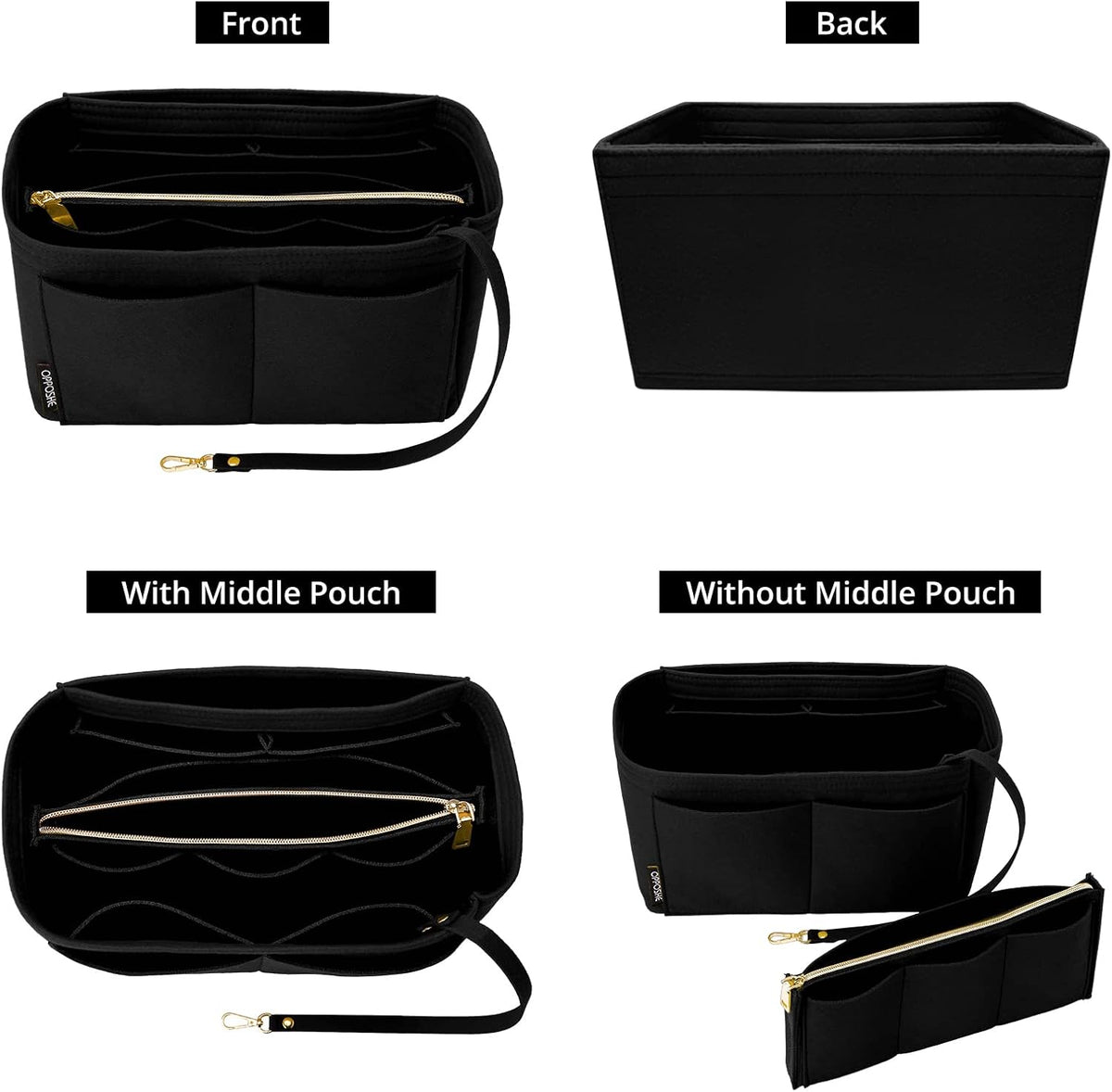 Purse Organizer Insert for Handbags, Softened Felt Bag Insert Organizer for Tote, Compatible with LV, Coach, MK, Kate Spade, Goyard, Longchamp (Beige, Medium)