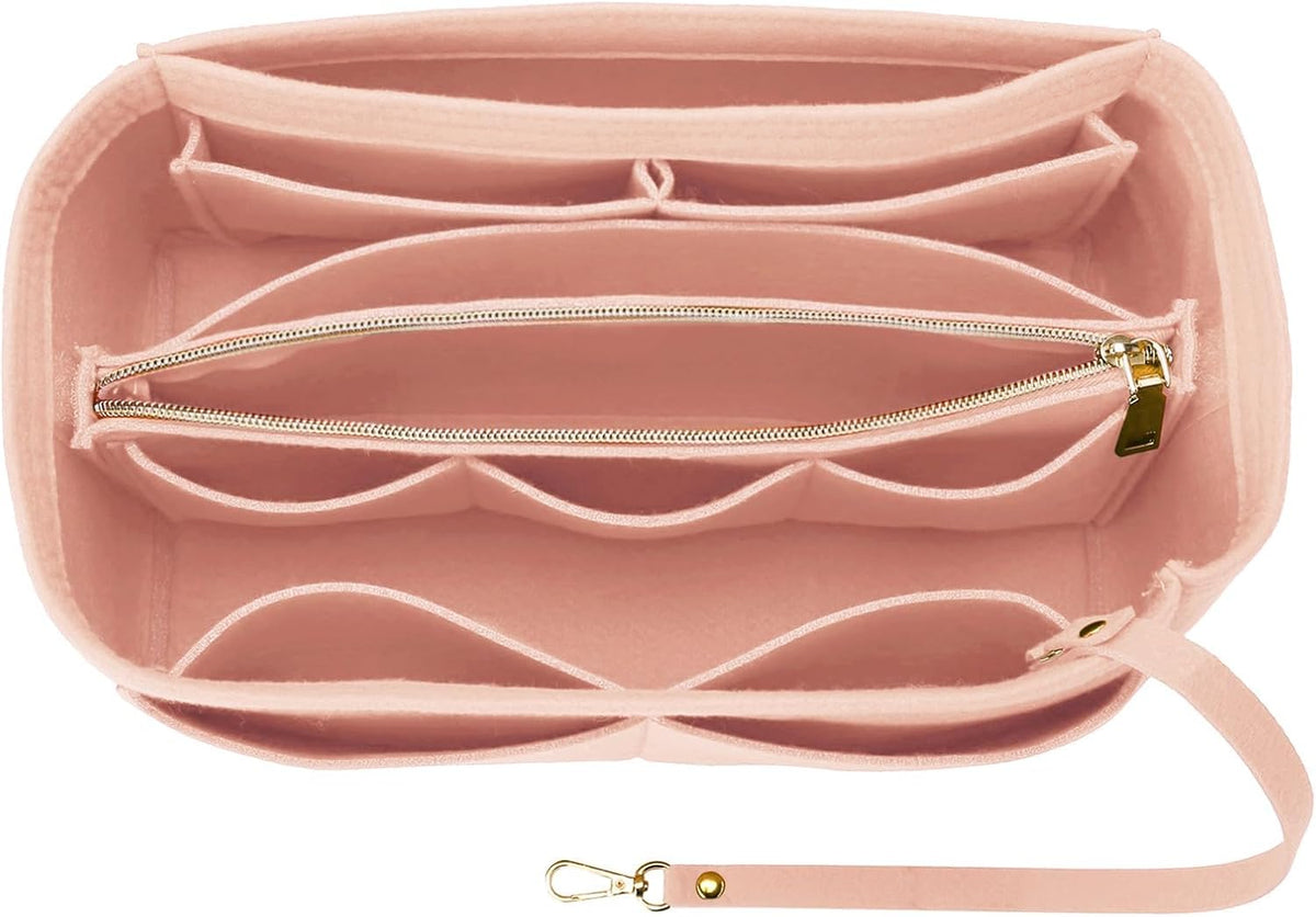 Purse Organizer Insert for Handbags, Softened Felt Bag Insert Organizer for Tote, Compatible with LV, Coach, MK, Kate Spade, Goyard, Longchamp (Beige, Medium)