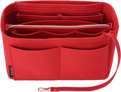 Purse Organizer Insert for Handbags, Softened Felt Bag Insert Organizer for Tote, Compatible with LV, Coach, MK, Kate Spade, Goyard, Longchamp (Beige, Medium)