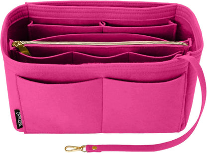 Purse Organizer Insert for Handbags, Softened Felt Bag Insert Organizer for Tote, Compatible with LV, Coach, MK, Kate Spade, Goyard, Longchamp (Beige, Medium)