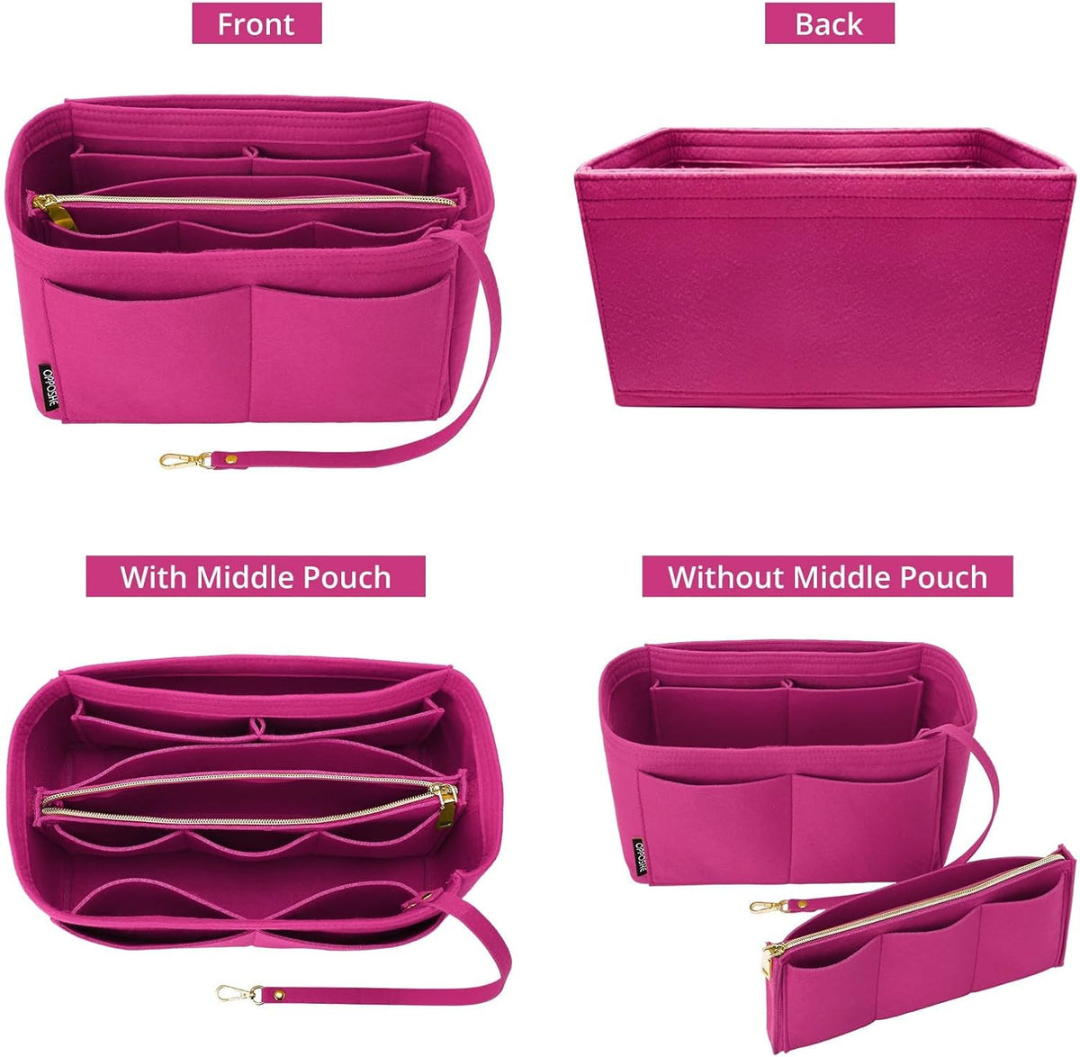 Purse Organizer Insert for Handbags, Softened Felt Bag Insert Organizer for Tote, Compatible with LV, Coach, MK, Kate Spade, Goyard, Longchamp (Beige, Medium)