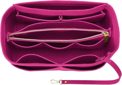 Purse Organizer Insert for Handbags, Softened Felt Bag Insert Organizer for Tote, Compatible with LV, Coach, MK, Kate Spade, Goyard, Longchamp (Beige, Medium)