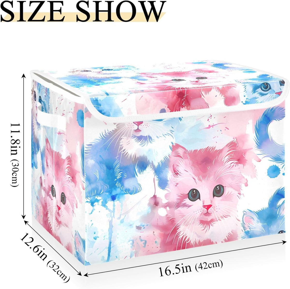 Storage Bin with Lid & Handles Cute Toys Storage Boxes Foldable Closet Baskets Stackable Fabric Home Clothes Organizer Container