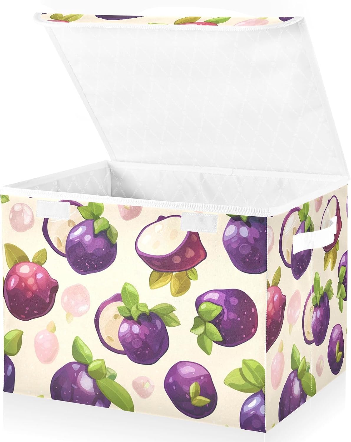 Storage Bin with Lid & Handles Cute Toys Storage Boxes Foldable Closet Baskets Stackable Fabric Home Clothes Organizer Container