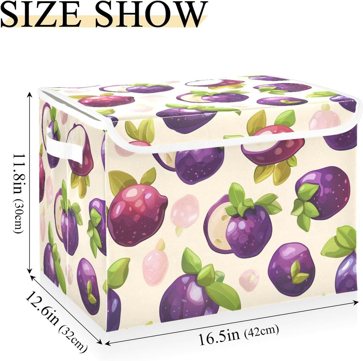 Storage Bin with Lid & Handles Cute Toys Storage Boxes Foldable Closet Baskets Stackable Fabric Home Clothes Organizer Container