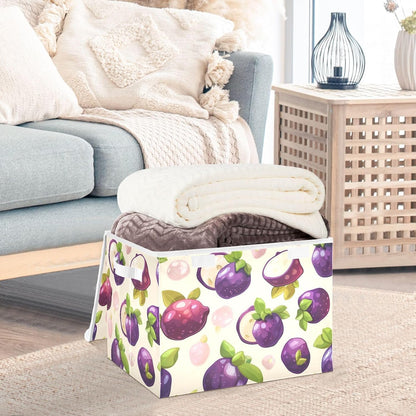 Storage Bin with Lid & Handles Cute Toys Storage Boxes Foldable Closet Baskets Stackable Fabric Home Clothes Organizer Container