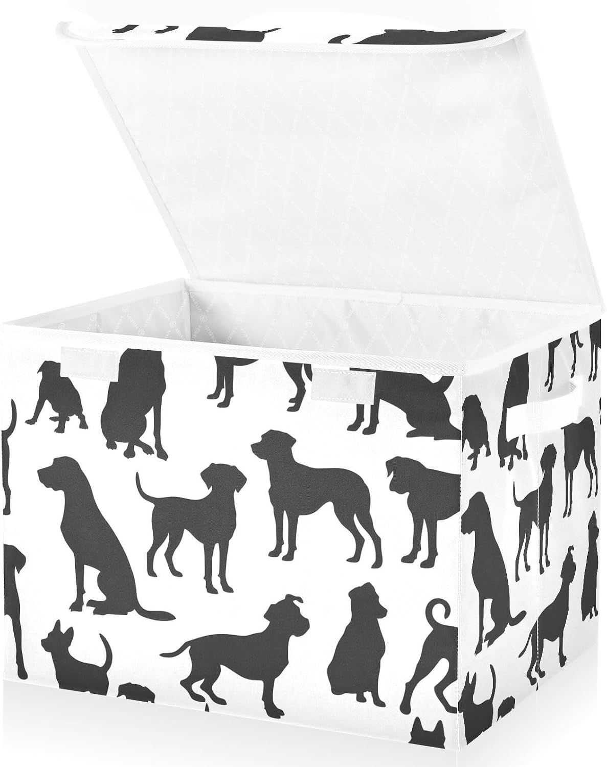Storage Bin with Lid & Handles Cute Toys Storage Boxes Foldable Closet Baskets Stackable Fabric Home Clothes Organizer Container