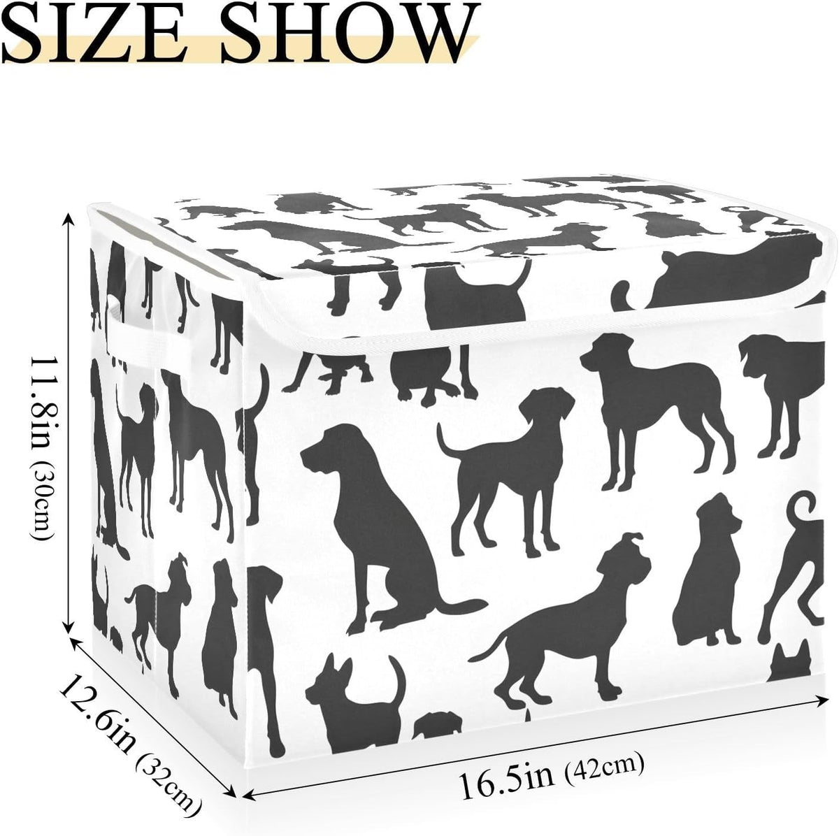 Storage Bin with Lid & Handles Cute Toys Storage Boxes Foldable Closet Baskets Stackable Fabric Home Clothes Organizer Container