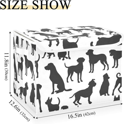 Storage Bin with Lid & Handles Cute Toys Storage Boxes Foldable Closet Baskets Stackable Fabric Home Clothes Organizer Container
