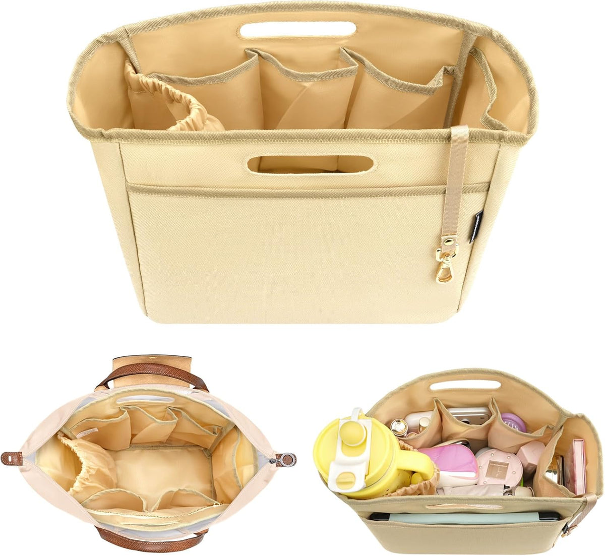 Purse Organizer Insert with Cup Holder for Longchamp Le Pliage