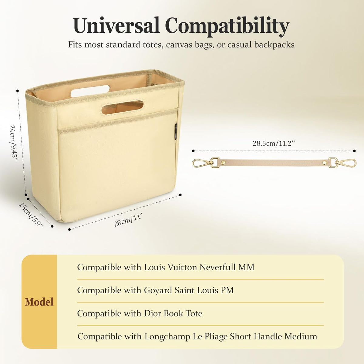 Purse Organizer Insert with Cup Holder for Longchamp Le Pliage