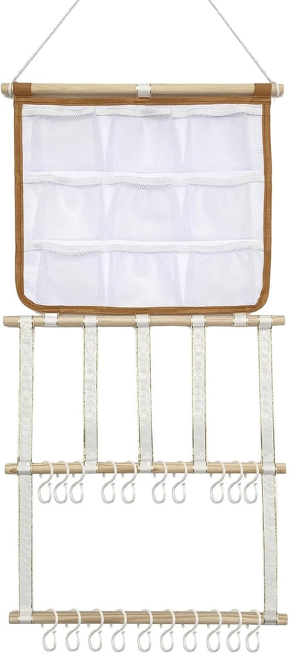 Stylish Wall Hanging Hair Clip Holder with Multiple Pockets and Hooks for Girls Room Arrangement and Decor Hair Band Planner