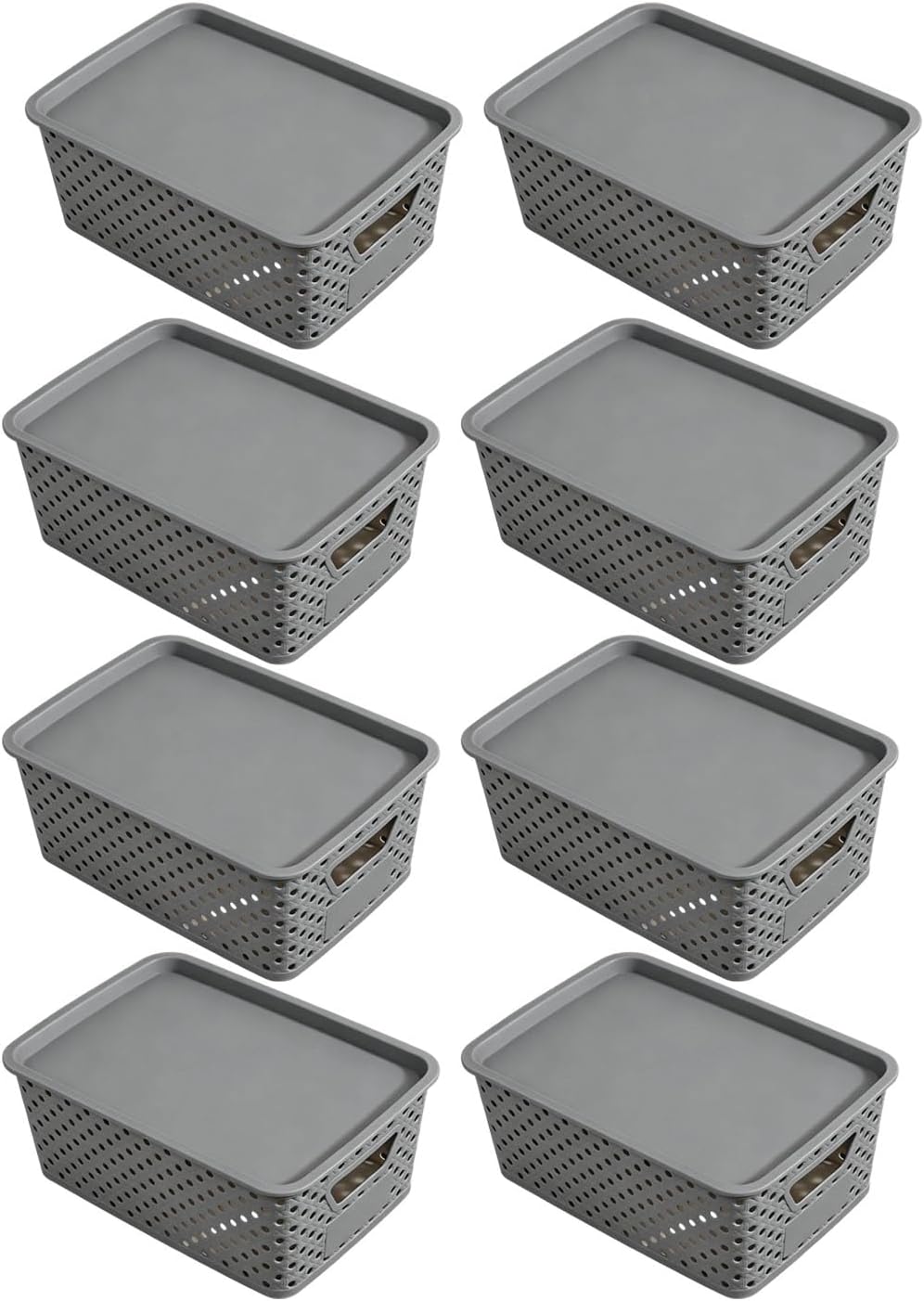 Toy Organization Basket with Cover Lightweight Bin Open Sides Side Handles for Bedroom Closet Shelf Household Cleanup Lightweight Organizer Basket Lidded Bin Closet Shelf