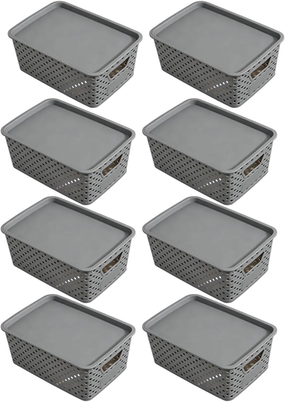 Toy Organization Basket with Cover Lightweight Bin Open Sides Side Handles for Bedroom Closet Shelf Household Cleanup Lightweight Organizer Basket Lidded Bin Closet Shelf