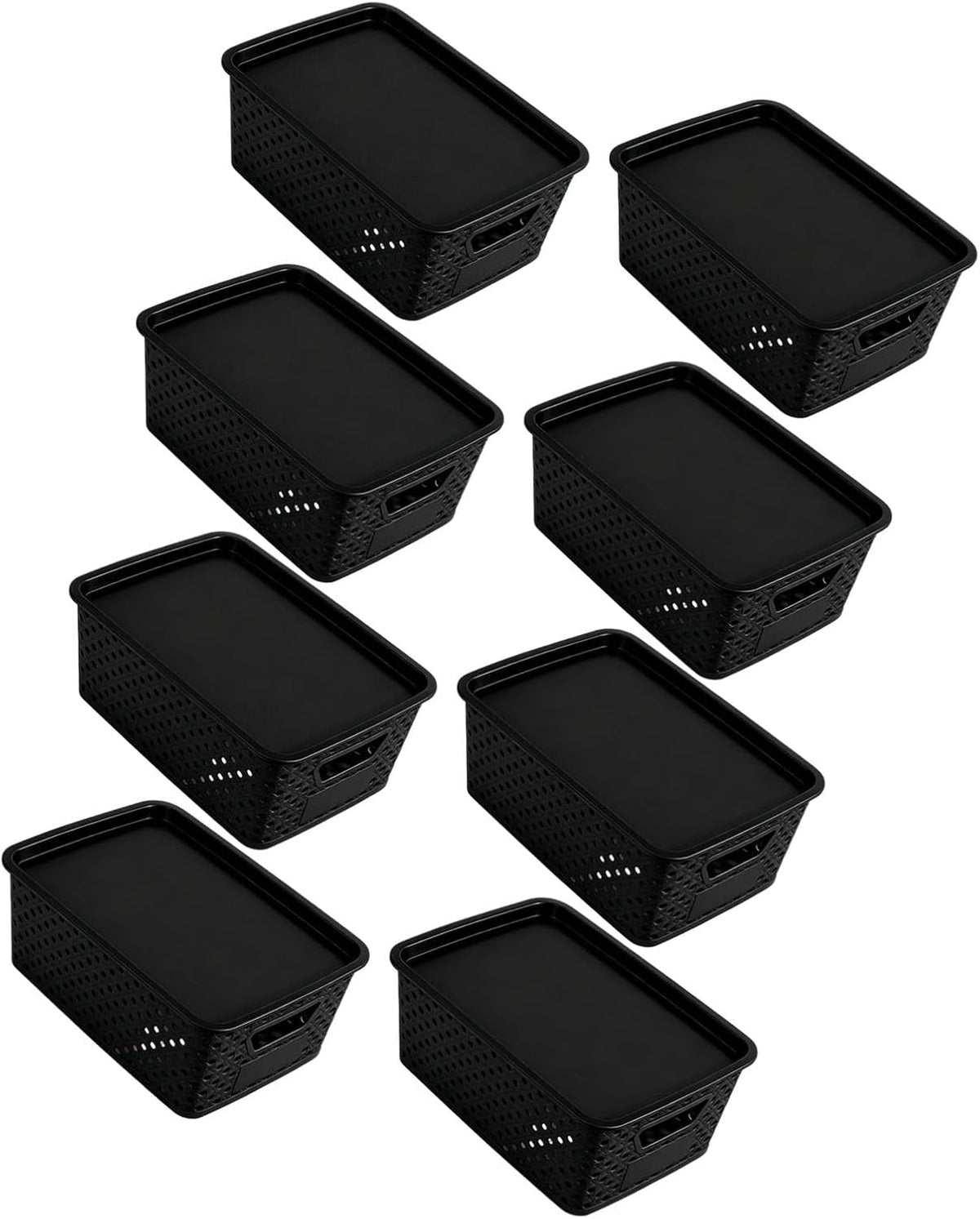 Toy Organization Basket with Cover Lightweight Bin Open Sides Side Handles for Bedroom Closet Shelf Household Cleanup Lightweight Organizer Basket Lidded Bin Closet Shelf