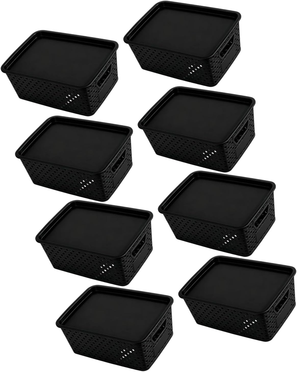 Toy Organization Basket with Cover Lightweight Bin Open Sides Side Handles for Bedroom Closet Shelf Household Cleanup Lightweight Organizer Basket Lidded Bin Closet Shelf