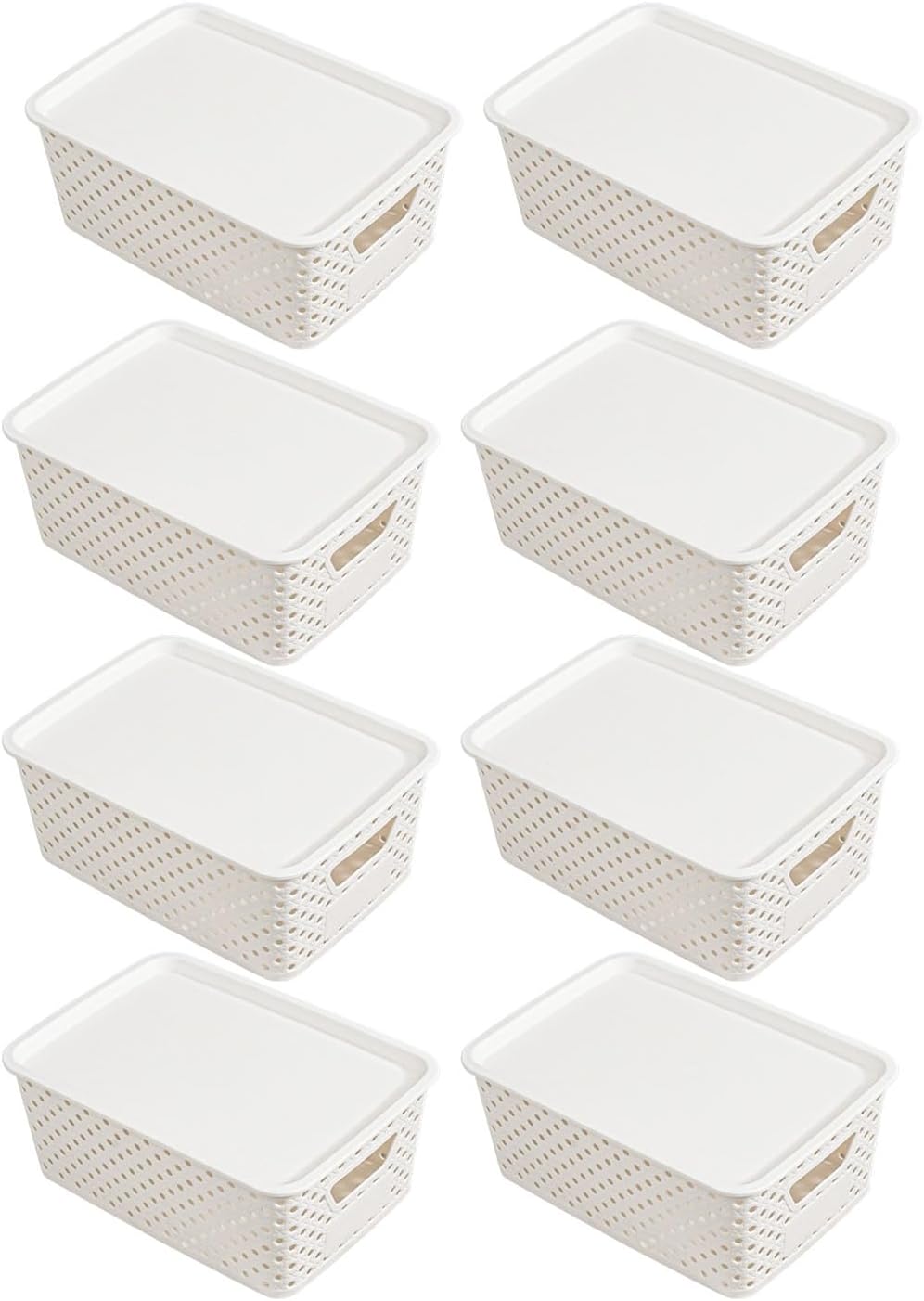 Toy Organization Basket with Cover Lightweight Bin Open Sides Side Handles for Bedroom Closet Shelf Household Cleanup Lightweight Organizer Basket Lidded Bin Closet Shelf