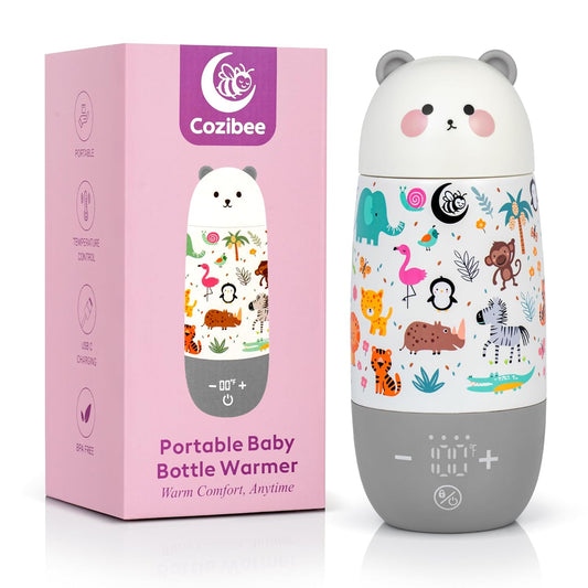 Portable Baby Bottle Warmer – Cordless Travel Warmer, USB-C Fast Charging, 17oz Large Capacity, Precise Temp Control for Breast Milk & Formula, Rechargeable for On-The-Go Newborn Feeding