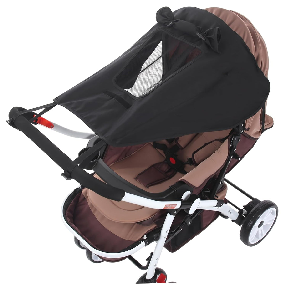 Stroller Shade Extender Upf50+ Waterproof Stroller Umbrella Attachment with Viewing Window for High-View Strollers, Black