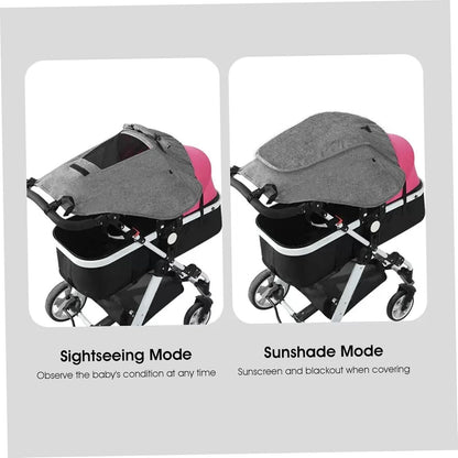 Stroller Shade Extender Upf50+ Waterproof Stroller Umbrella Attachment with Viewing Window for High-View Strollers, Black
