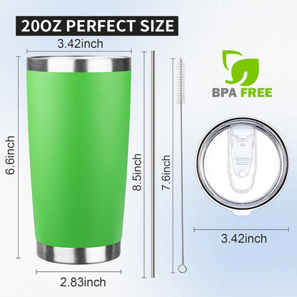 20oz Tumbler with Lid and Straw Double Wall Powder Coated Vacuum Insulated Coffee Tumbler Stainless Steel Insulated Travel Coffee Mug Spill-Proof Thermal Cup for Hot and Cold Beverage,Black