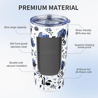 20oz Tumbler with Lid and Straw Double Wall Powder Coated Vacuum Insulated Coffee Tumbler Stainless Steel Insulated Travel Coffee Mug Spill-Proof Thermal Cup for Hot and Cold Beverage,Black