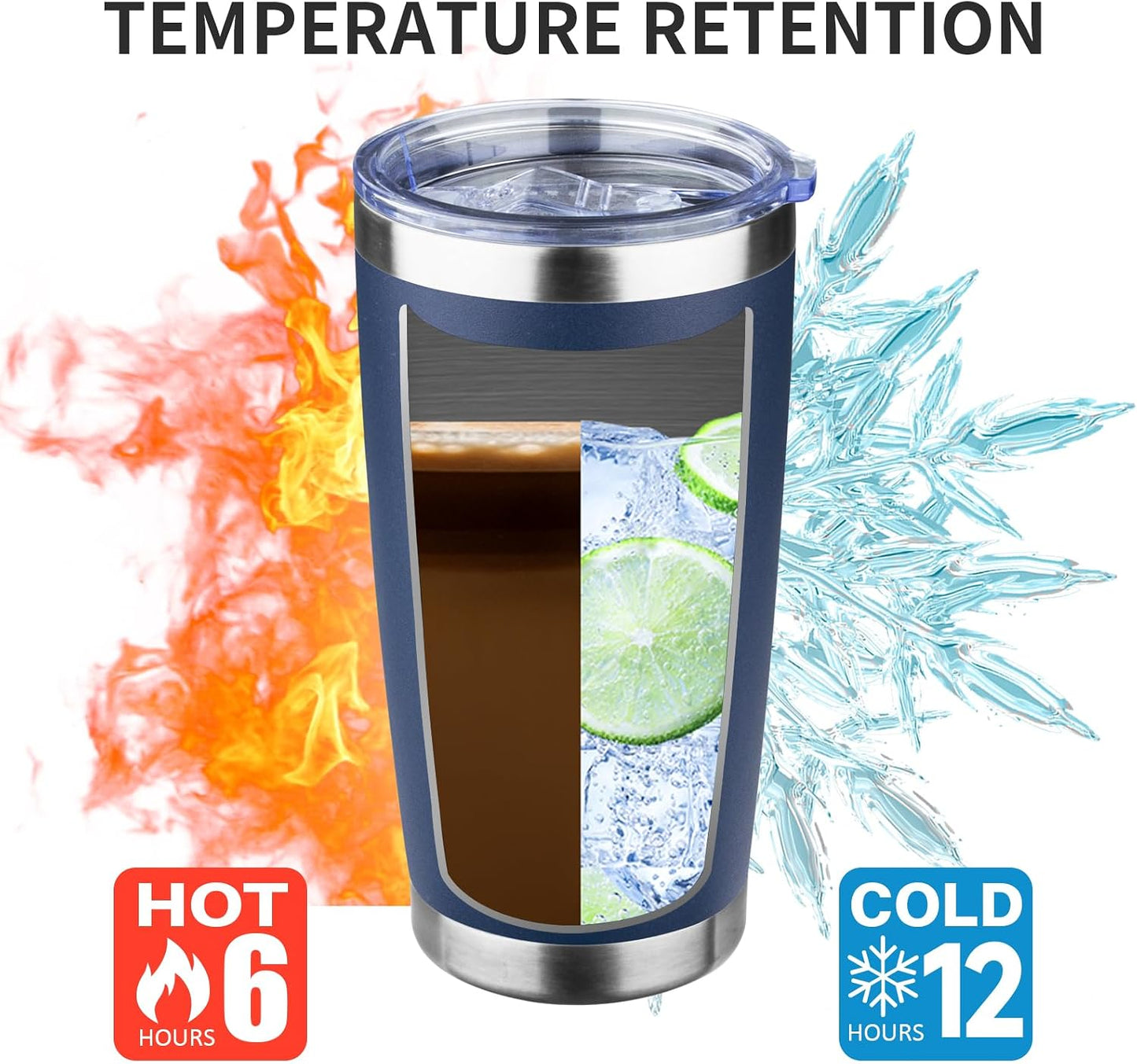 20oz Tumbler with Lid and Straw Double Wall Powder Coated Vacuum Insulated Coffee Tumbler Stainless Steel Insulated Travel Coffee Mug Spill-Proof Thermal Cup for Hot and Cold Beverage,Black