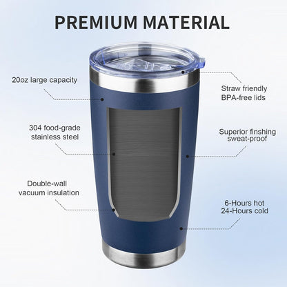 20oz Tumbler with Lid and Straw Double Wall Powder Coated Vacuum Insulated Coffee Tumbler Stainless Steel Insulated Travel Coffee Mug Spill-Proof Thermal Cup for Hot and Cold Beverage,Black