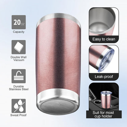 20oz Tumbler with Lid and Straw Double Wall Powder Coated Vacuum Insulated Coffee Tumbler Stainless Steel Insulated Travel Coffee Mug Spill-Proof Thermal Cup for Hot and Cold Beverage,Black
