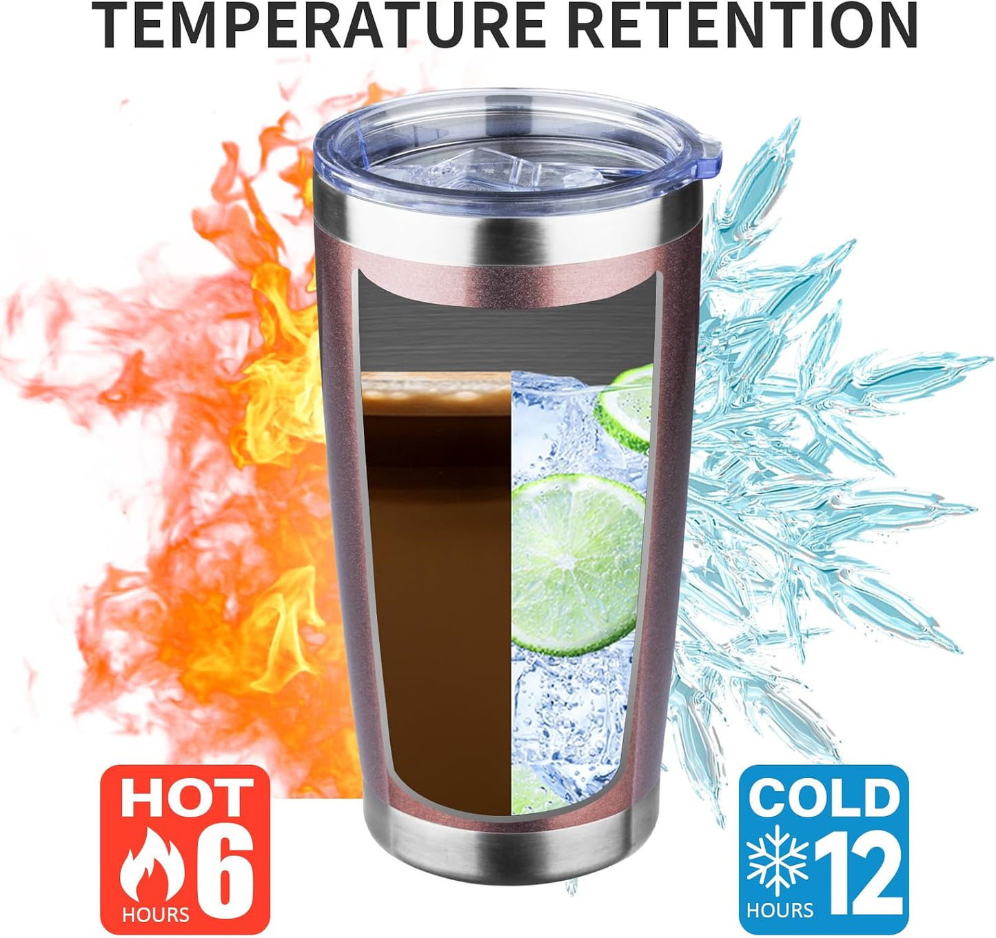 20oz Tumbler with Lid and Straw Double Wall Powder Coated Vacuum Insulated Coffee Tumbler Stainless Steel Insulated Travel Coffee Mug Spill-Proof Thermal Cup for Hot and Cold Beverage,Black