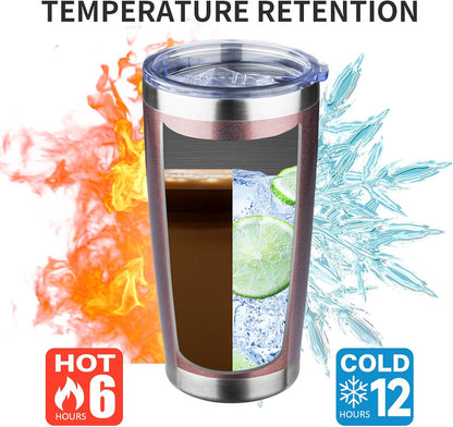 20oz Tumbler with Lid and Straw Double Wall Powder Coated Vacuum Insulated Coffee Tumbler Stainless Steel Insulated Travel Coffee Mug Spill-Proof Thermal Cup for Hot and Cold Beverage,Black