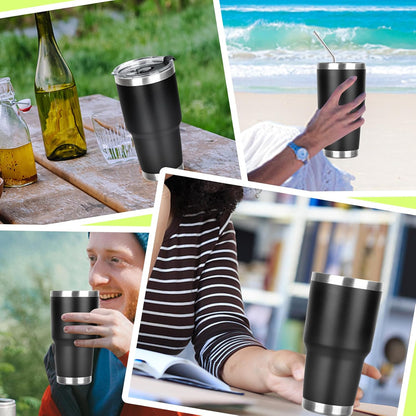20oz Tumbler with Lid and Straw Double Wall Powder Coated Vacuum Insulated Coffee Tumbler Stainless Steel Insulated Travel Coffee Mug Spill-Proof Thermal Cup for Hot and Cold Beverage,Black