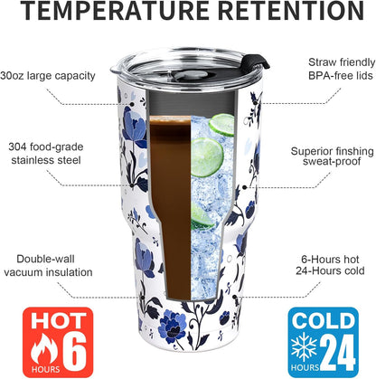 20oz Tumbler with Lid and Straw Double Wall Powder Coated Vacuum Insulated Coffee Tumbler Stainless Steel Insulated Travel Coffee Mug Spill-Proof Thermal Cup for Hot and Cold Beverage,Black