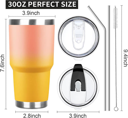20oz Tumbler with Lid and Straw Double Wall Powder Coated Vacuum Insulated Coffee Tumbler Stainless Steel Insulated Travel Coffee Mug Spill-Proof Thermal Cup for Hot and Cold Beverage,Black