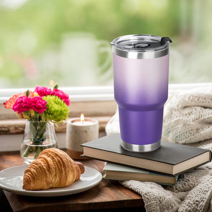 20oz Tumbler with Lid and Straw Double Wall Powder Coated Vacuum Insulated Coffee Tumbler Stainless Steel Insulated Travel Coffee Mug Spill-Proof Thermal Cup for Hot and Cold Beverage,Black