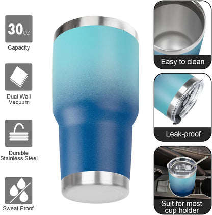 20oz Tumbler with Lid and Straw Double Wall Powder Coated Vacuum Insulated Coffee Tumbler Stainless Steel Insulated Travel Coffee Mug Spill-Proof Thermal Cup for Hot and Cold Beverage,Black