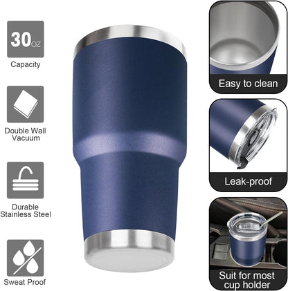 20oz Tumbler with Lid and Straw Double Wall Powder Coated Vacuum Insulated Coffee Tumbler Stainless Steel Insulated Travel Coffee Mug Spill-Proof Thermal Cup for Hot and Cold Beverage,Black