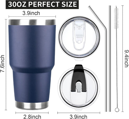 20oz Tumbler with Lid and Straw Double Wall Powder Coated Vacuum Insulated Coffee Tumbler Stainless Steel Insulated Travel Coffee Mug Spill-Proof Thermal Cup for Hot and Cold Beverage,Black