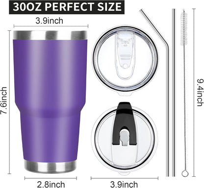 20oz Tumbler with Lid and Straw Double Wall Powder Coated Vacuum Insulated Coffee Tumbler Stainless Steel Insulated Travel Coffee Mug Spill-Proof Thermal Cup for Hot and Cold Beverage,Black