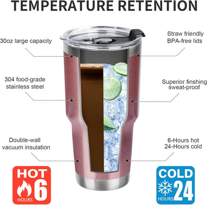 20oz Tumbler with Lid and Straw Double Wall Powder Coated Vacuum Insulated Coffee Tumbler Stainless Steel Insulated Travel Coffee Mug Spill-Proof Thermal Cup for Hot and Cold Beverage,Black